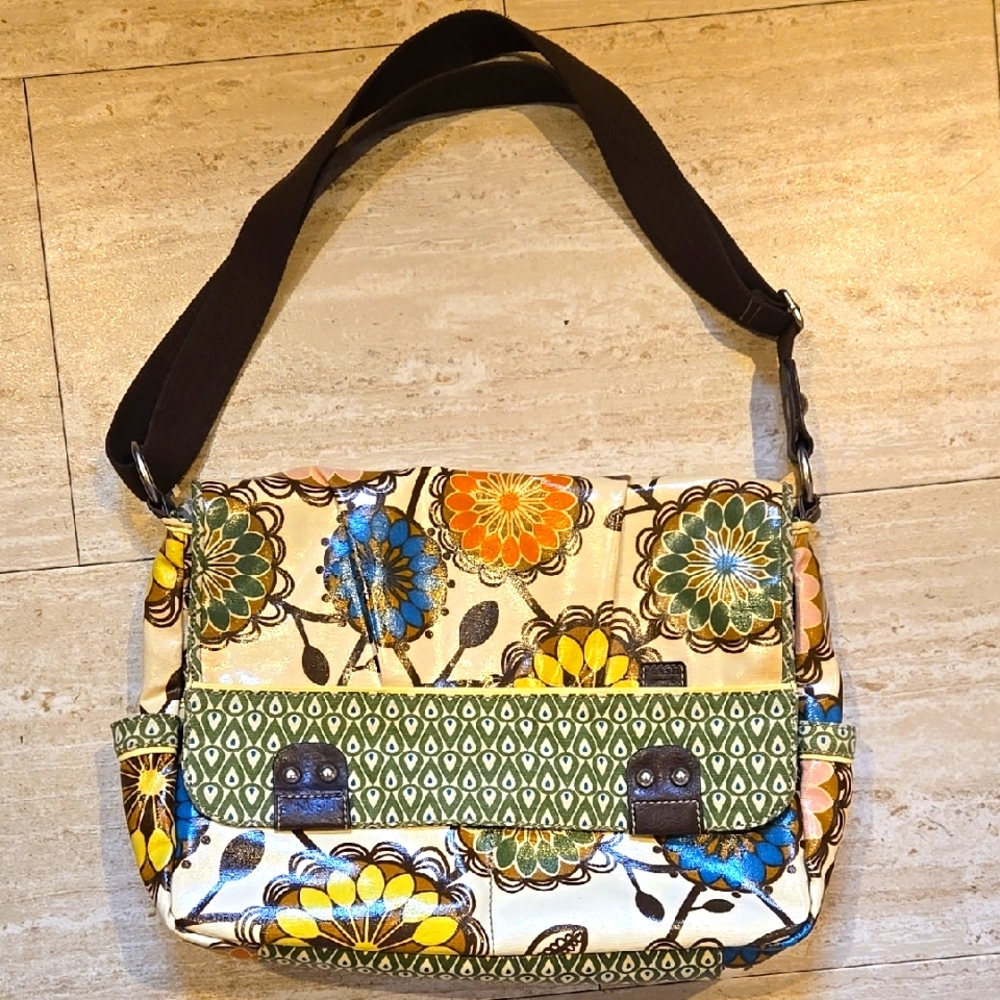 Fossil Key-Per Stylish Floral Patterned Shoulder/Messenger/Briefcase Bag